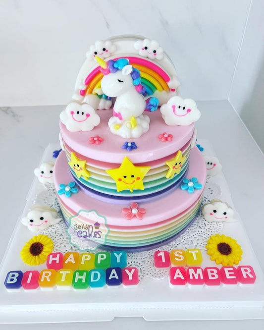 2 Tier Unicorn Jelly Birthday Cake